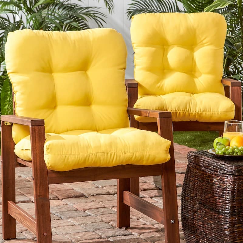 21 x 42-inch Solid Color Outdoor Seat/Back Chair Cushions (Set of 2) (Cushions Only)