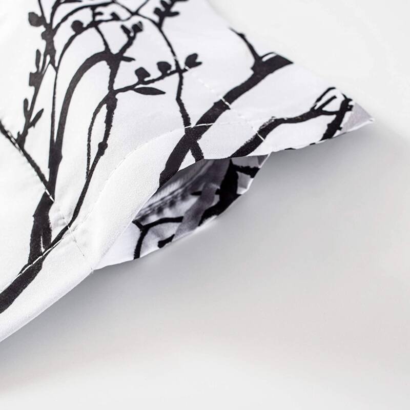 DriftAway Tree Branch Abstract Ink Printing Lined Thermal Insulated Window Curtain Valance Rod Pocket Single 52 x 14