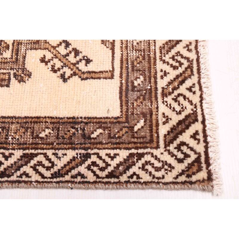 ECARPETGALLERY Hand-knotted Antalya Vintage Cream Wool Rug - 2'10 x 11'5