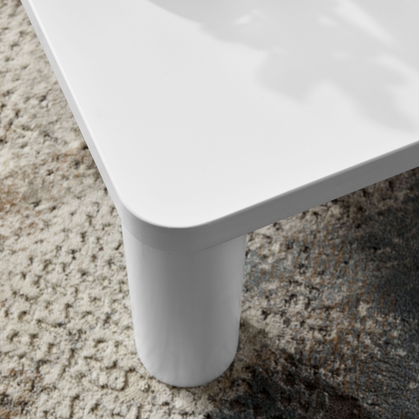 33.5 Modern Square Coffee Tables Rounded Corner Design Easy Assembly Center Sofa Table for Living Room Home Office White