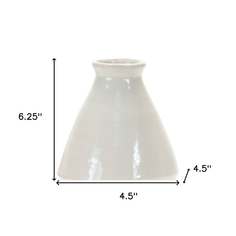 Set of 2 White Terracotta Bud Vases for Tabletop Decor