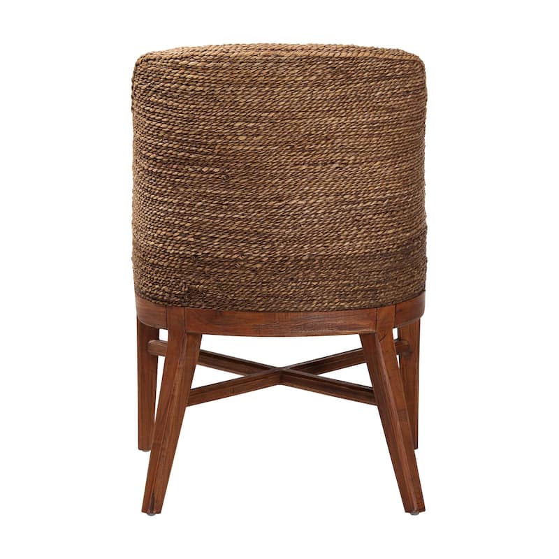 Jasper Seagrass Dining Chair with Mahogany Wood Frame - Coastal Accent Chair with Woven Wingback and Cushioned Seat