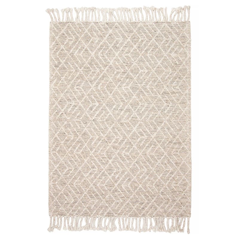 ECARPETGALLERY Braid weave Sienna Cream Wool Rug - 5'1 x 6'11 - Cream - 5'1 x 6'11