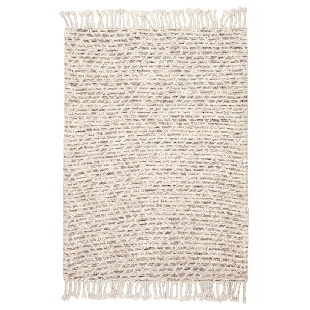 ECARPETGALLERY Braid weave Sienna Cream Wool Rug - 5'1 x 6'11