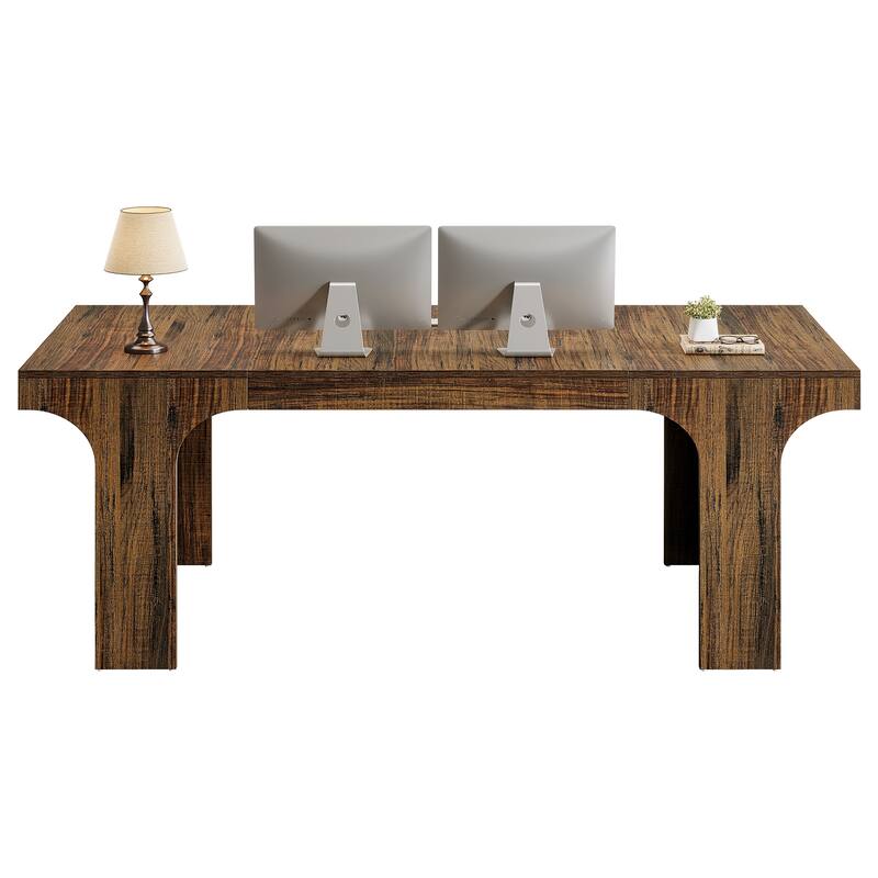 70.87" Executive Office Desk, Large Workspace Computer Desk, Simple Business Writing Table Simple Business for Home Office