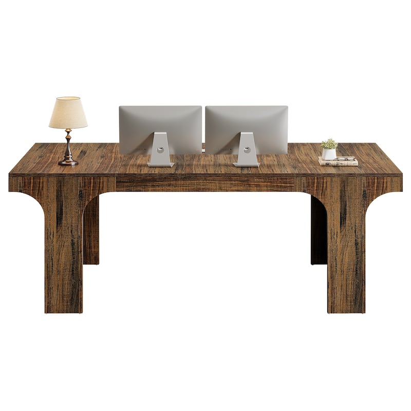 70.9" Executive Desk, Large Wood Computer Office Desk, Writing Table Business Workspace Home Office Accent Desk