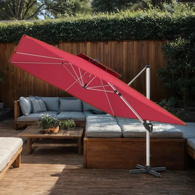 11FT Square Double Top Aluminum Patio Umbrella, without Umbrella Base