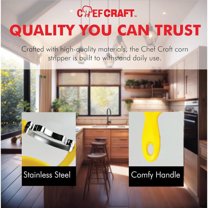 Chef Craft Corn Cob Stripper, Stainless Steel Blade Corn Kernel Remover Tool