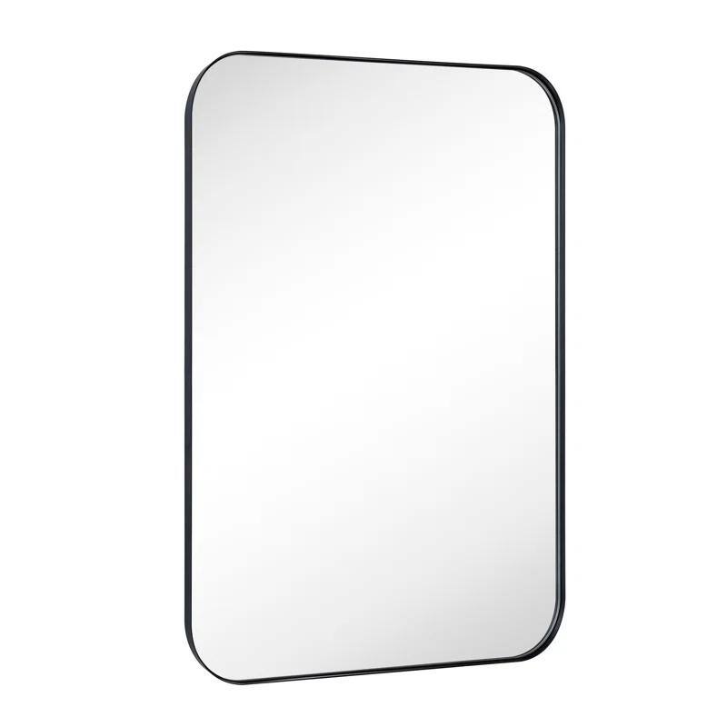 TEHOME Mid-Century Modern Chic Metal Rounded Wall Mirrors - 30'' x 40'' - Black