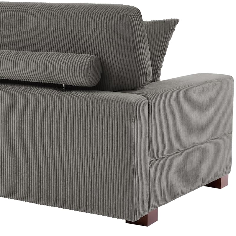 Corduroy Couch Modular Sectional Sofa with Pillows