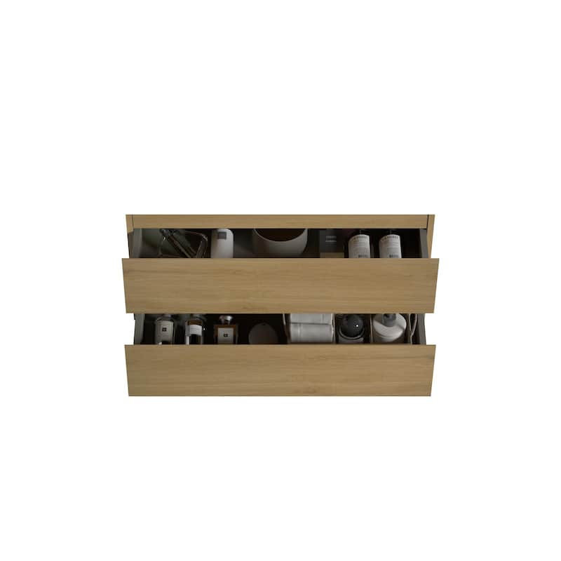 (Base Only) Wall Mount Bathroom Vanity Base with 2 Drawers