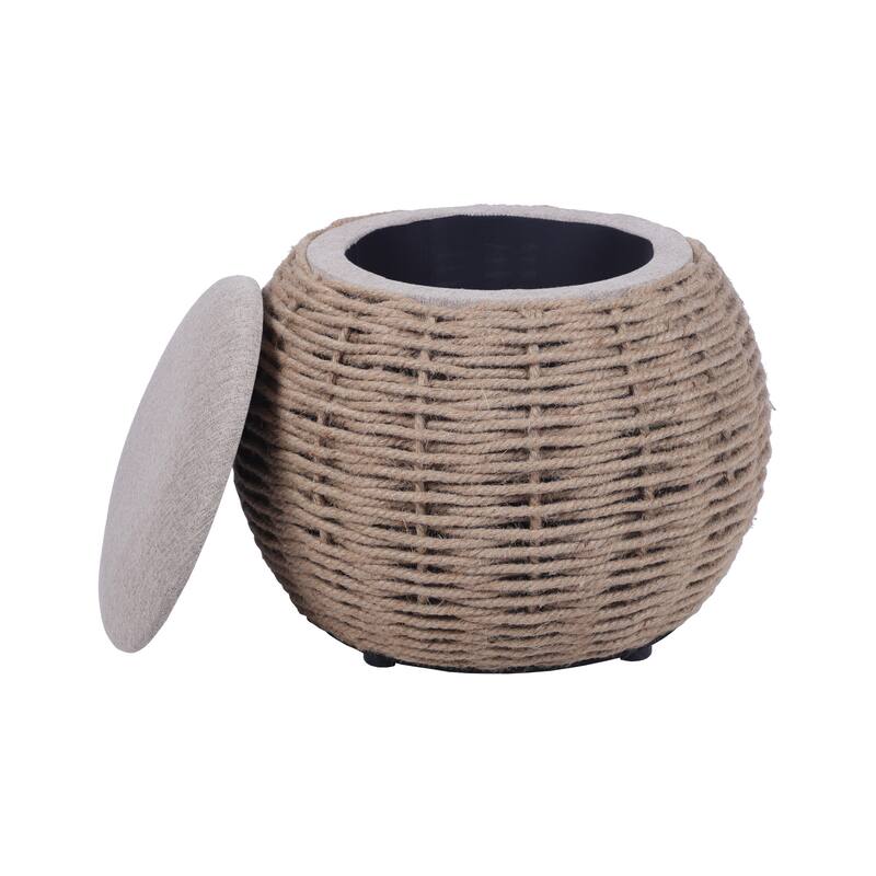 Modern Designs Boho-Inspired Woven Ottoman with Hidden Storage