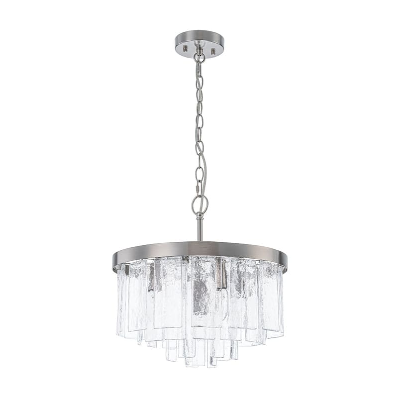 5-Light Tiered Water Glass Round Semi Flush Chandelier