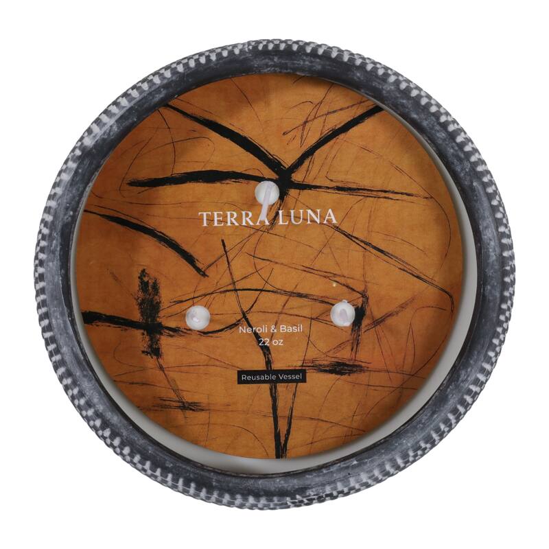 Decorative Textured Ceramic Neroli and Basil Scented Candle