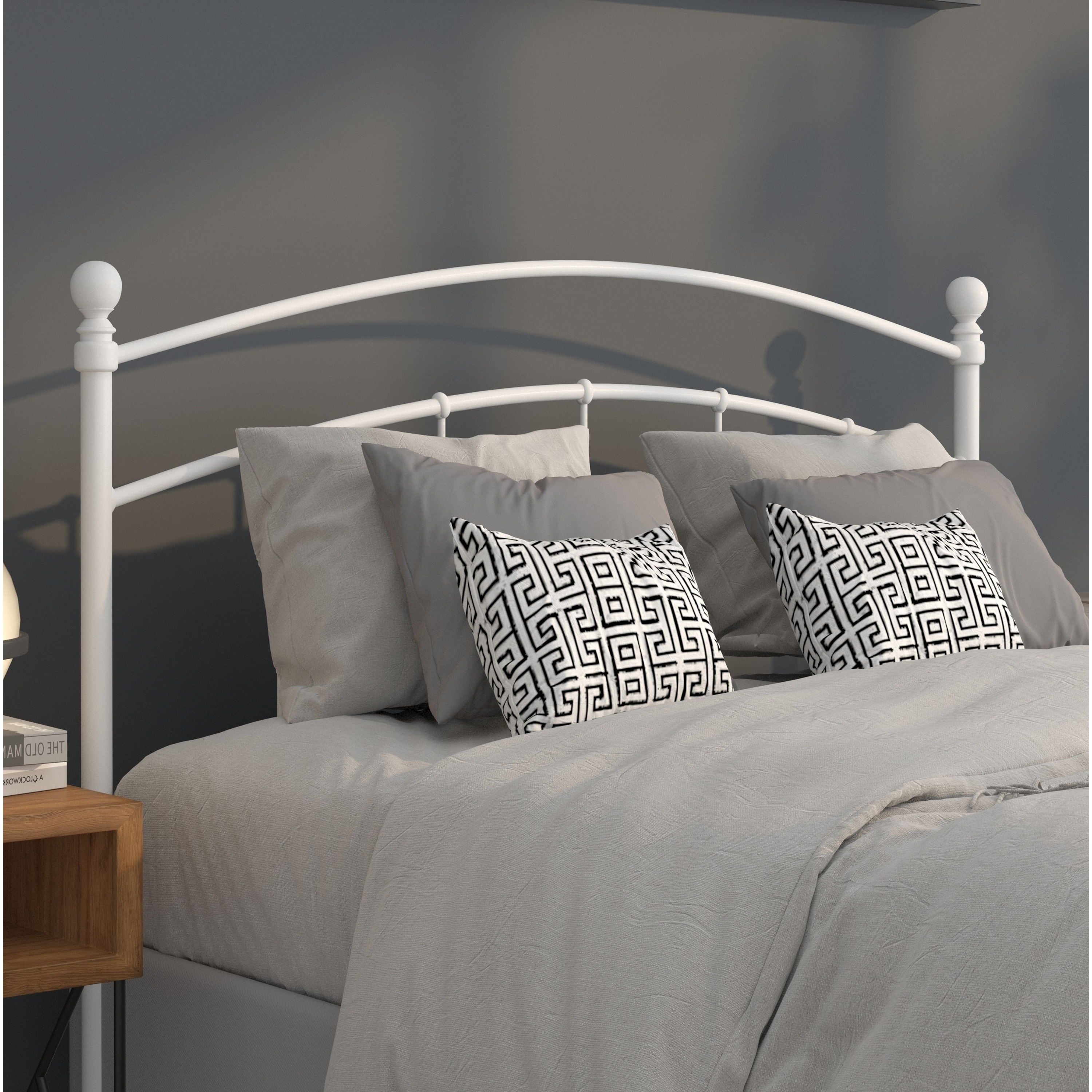 White online metal headboard