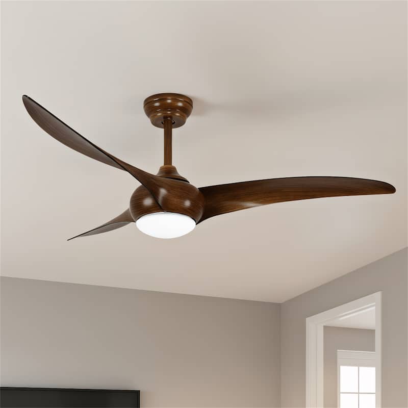 52" Ceiling Fan with LED Light and Remote Control - Wood