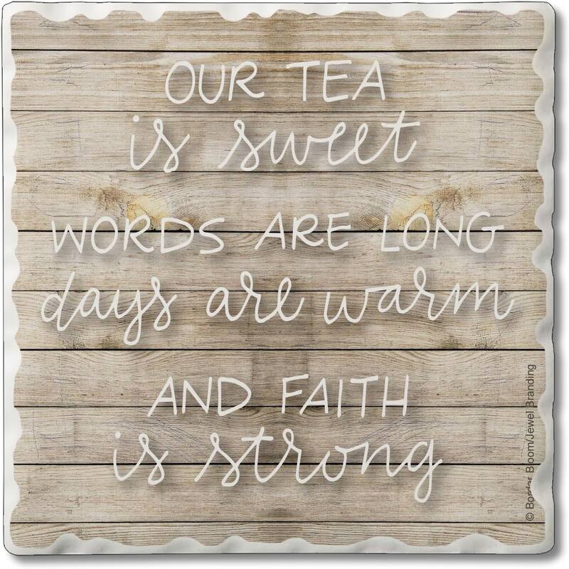 Sweet Tea 4 Pack Single Absorbent Stone Coaster with Protective Cork Backing Made in The USA 4" Square, Easily Wipes Clean - Multi