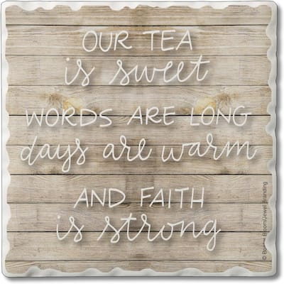 Sweet Tea 4 Pack Single Absorbent Stone Coaster with Protective Cork Backing Made in The USA 4" Square, Easily Wipes Clean