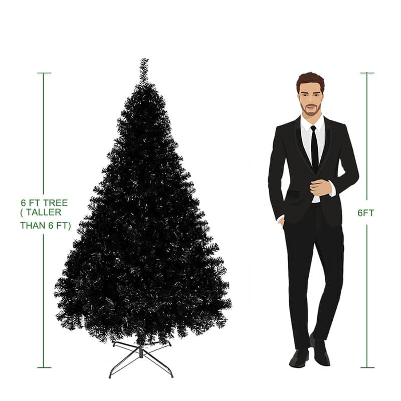 6ft 1600 Branches PVC Christmas Tree Black - N/A