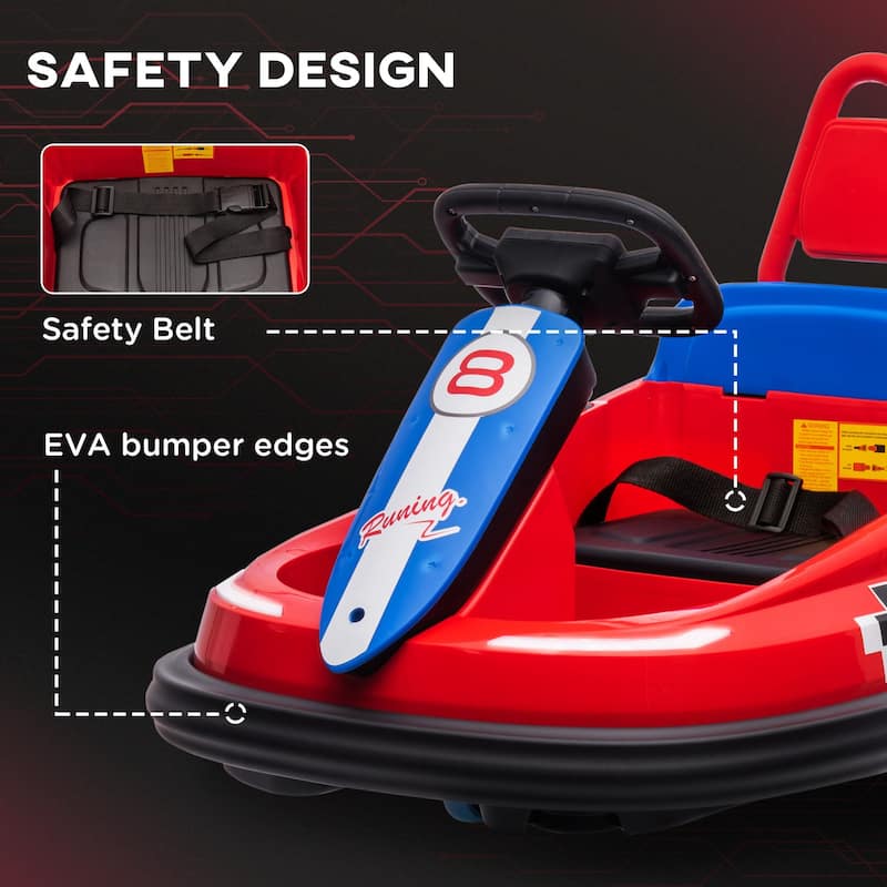 Aosom Bumper Car for Kids, 360° Rotation 6V Electric Ride on Bumper