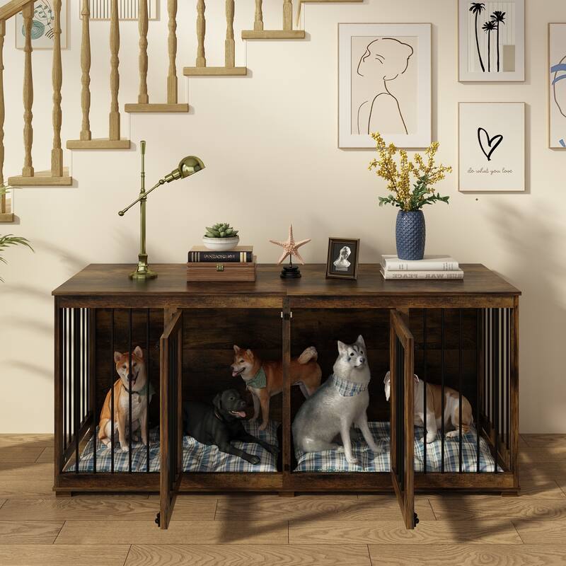 Multi-functional Pet Crate with Secure Locks - Versatile Color Console