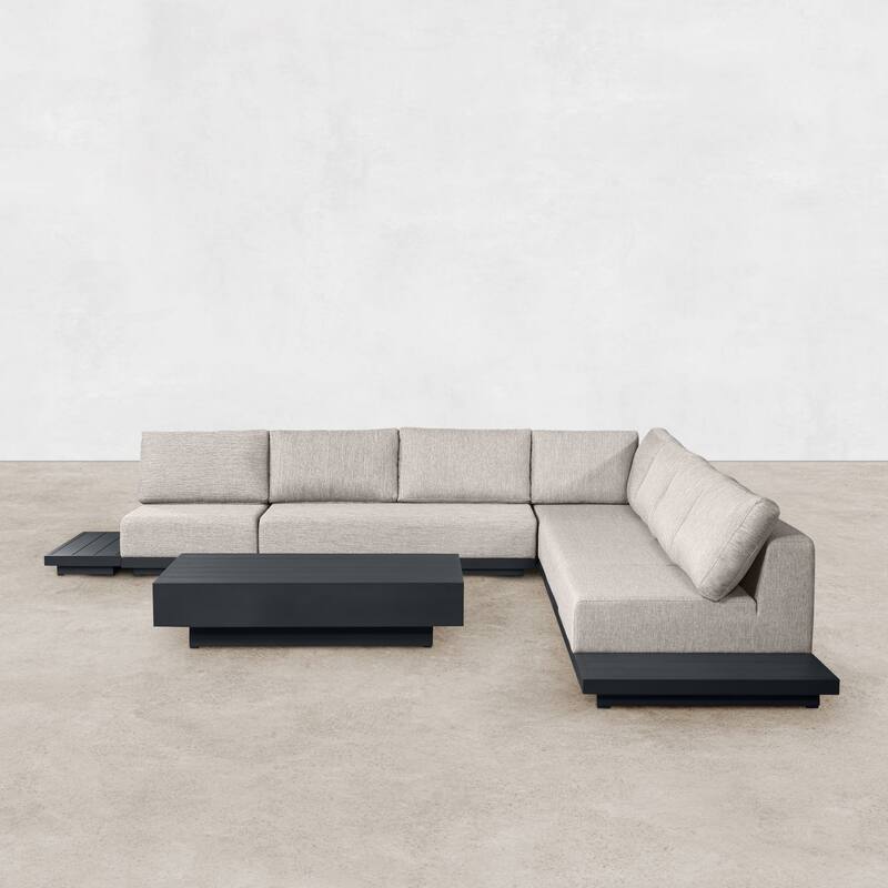 Oslo Aluminum Outdoor Upholstered Sectional Lounge Set- 8-Piece