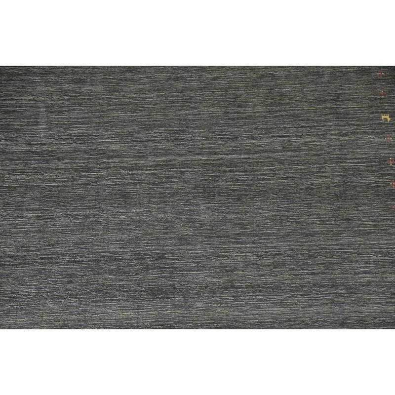 Gabbeh Area Rug Hand-Knotted Grey Wool Carpet - 7'11"x 9'10"