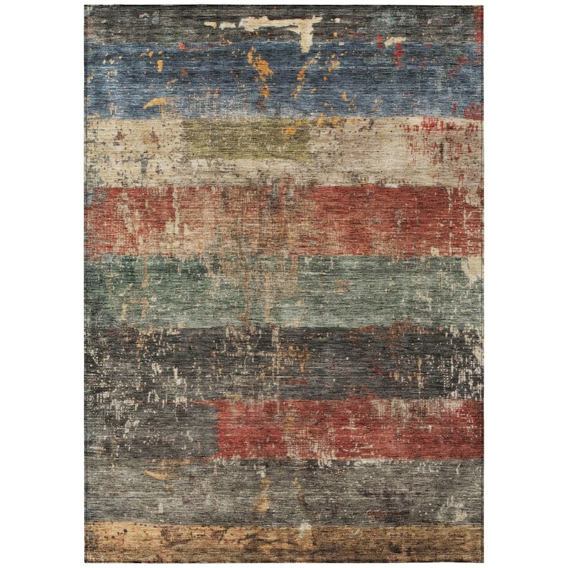 HomeRoots Striped Transitional Rectangle Outdoor Rug