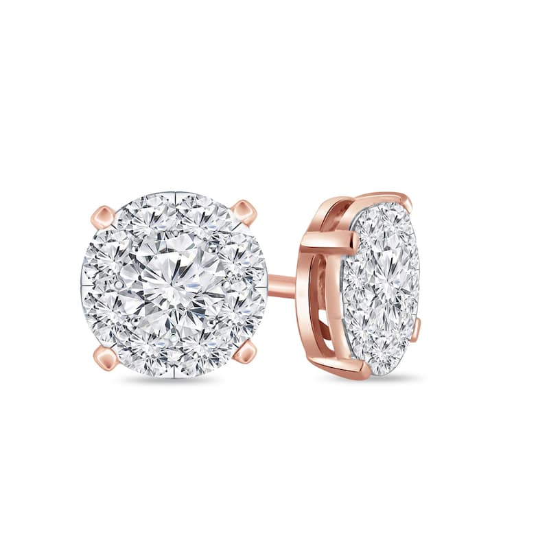 Auriya 14k Gold 5/8ctw Round Pave Diamond Stud Earrings (H-I, I1-I2)