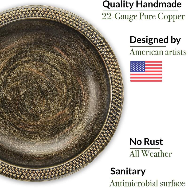 18" Hanging Copper Bird Bath with Buddha