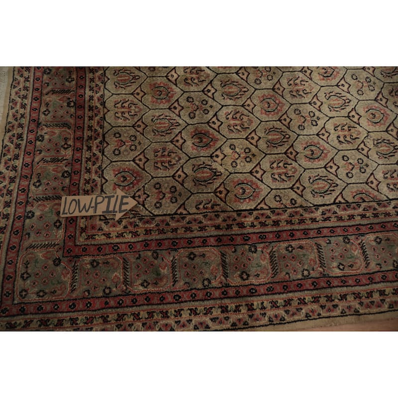 Hand Knotted Oriental 100% Wool Carpet Traditional Geometric Brown Agra Area Rug - 9' 8'' X 6' 8''