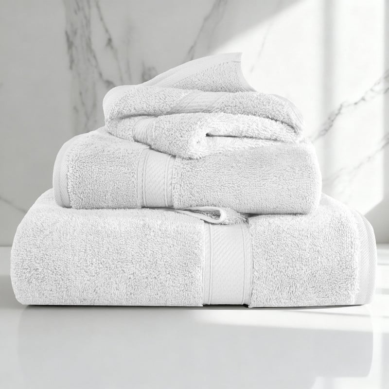Superior Egyptian Cotton Pile Heavyweight 3-Piece Towel Set - White