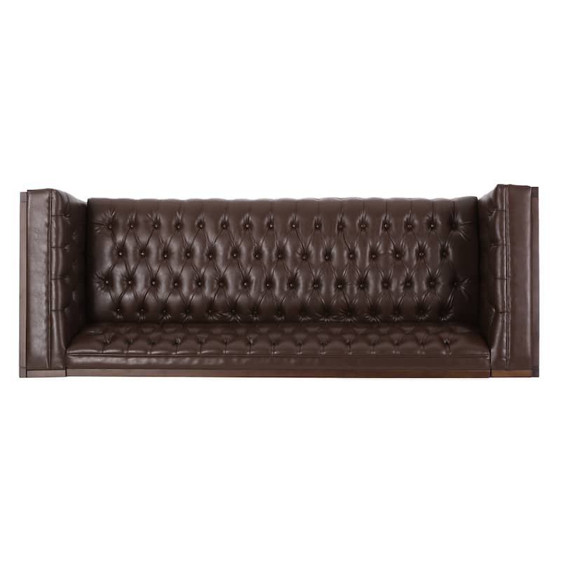 Roomfitters Chesterfield 3-Seater Sofa, Tufted Faux Leather Couch for Living Room