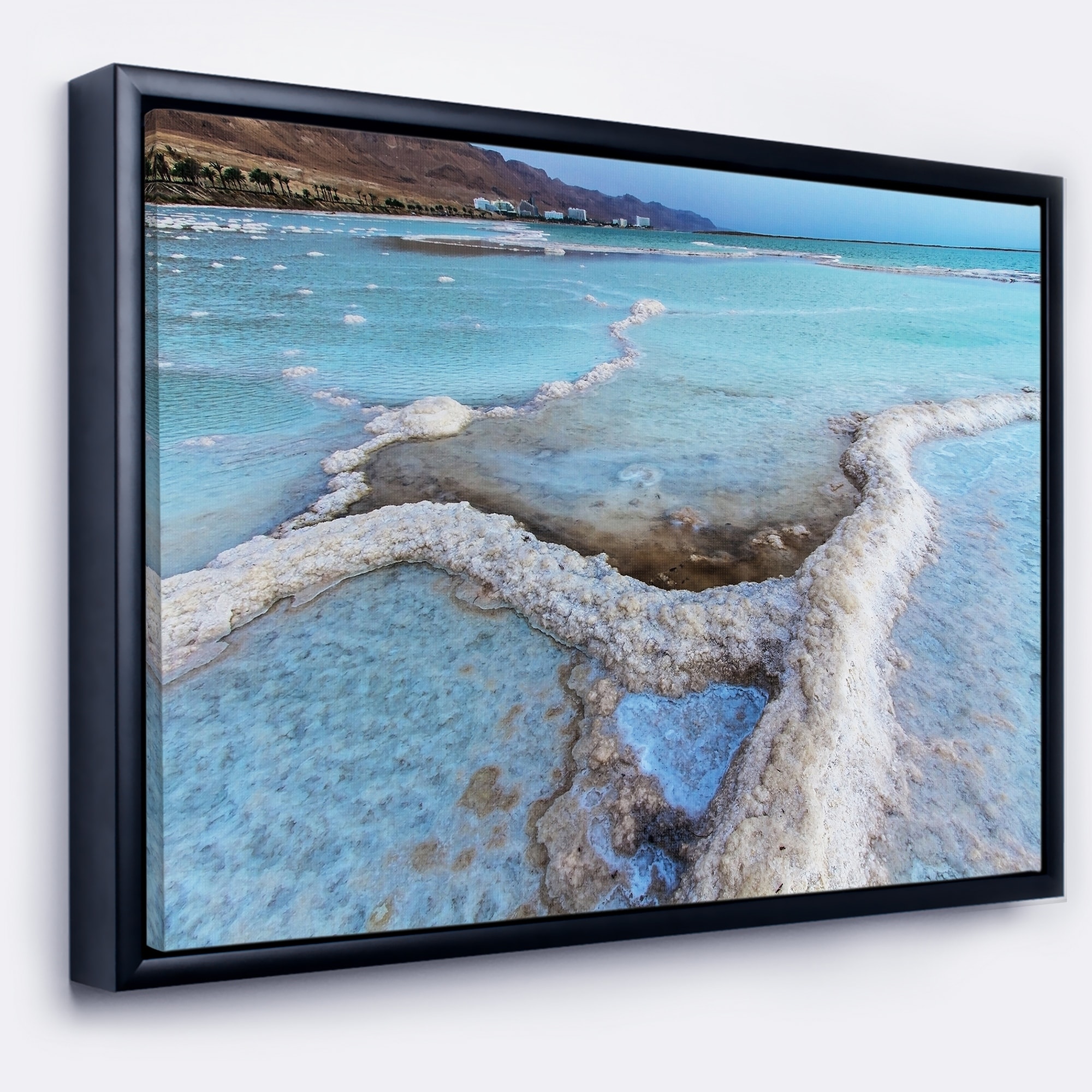Shop Designart Beautiful Coast Of The Dead Sea Large Beach Framed Canvas Wall Art Overstock 18959365