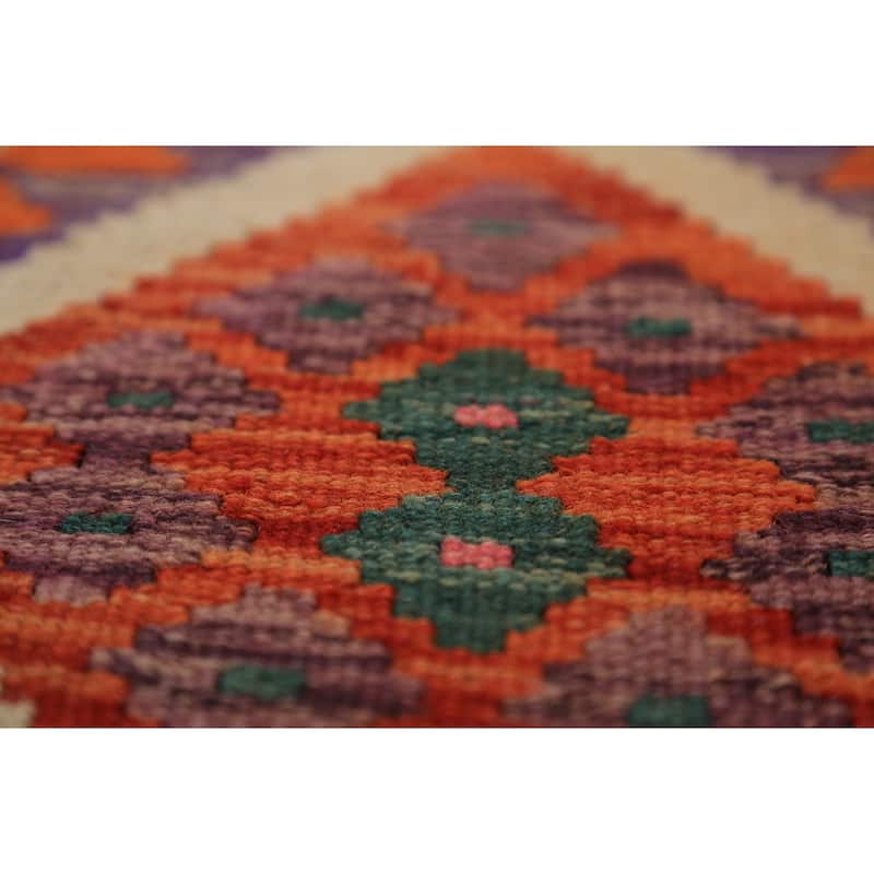 Orange Kilim Oriental Area Rug Hand-Woven Tribal Wool Carpet - 8'5"x 11'5"