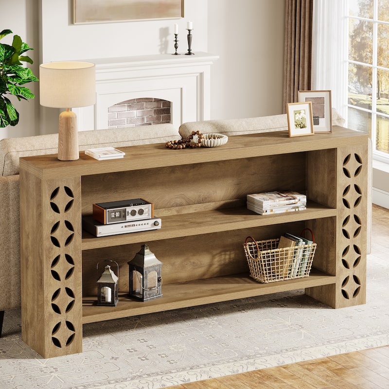 70.9-inch Extra Long Console Sofa Table Behind Couch for Living Room - 70.87" W x 11.81" D x 33.46" H - Natural