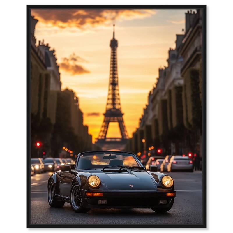 Parisian Porsche Twilight II Canvas by Art Remedy - 16" x 20" - Black