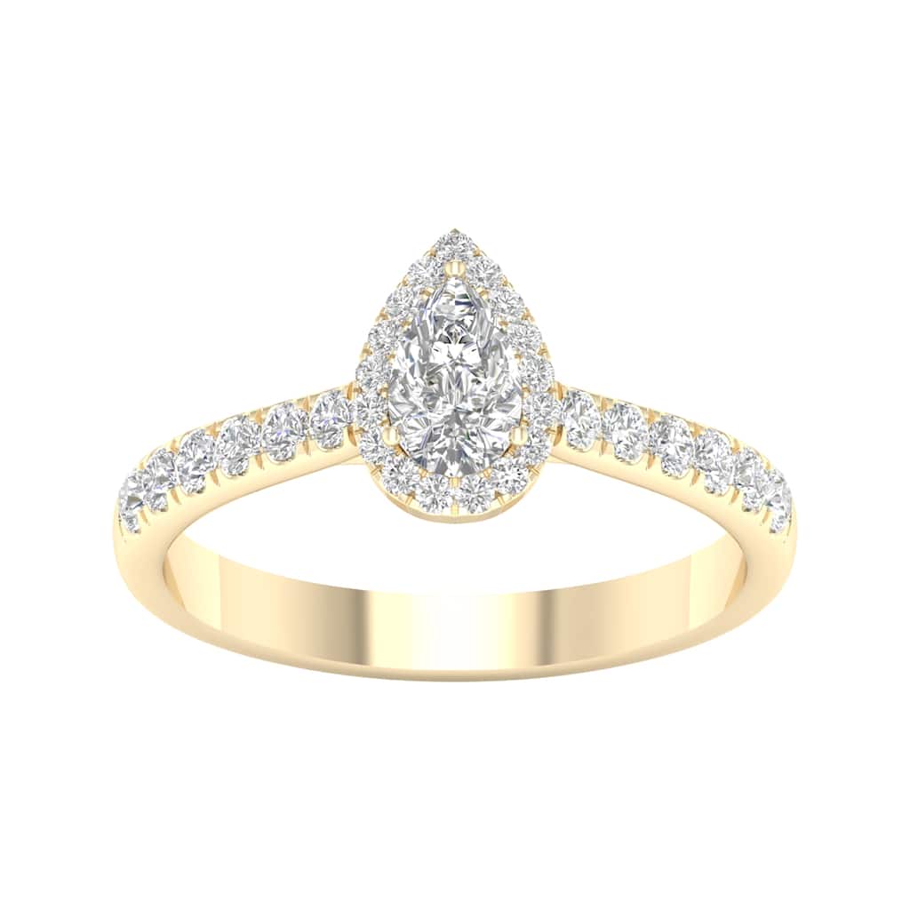 3/4ct TDW Diamond Pear Shape Halo Engagement Ring in 10k Gold