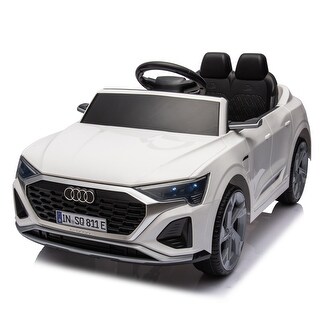 12V Kids Ride On Electric Car with Remote Control - Licensed Audi SQ8, Dual Drive, Suspension, Music, LED Lights - White