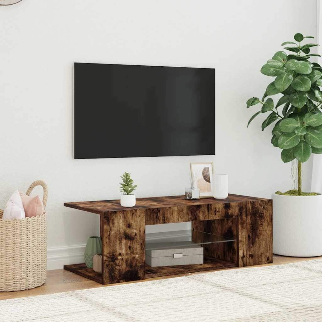vidaXL TV Cabinet Smoked Oak Engineered Wood 35.4 x 15.4 x 11.8 in - 35.4 x 35.4 x 11.8 in