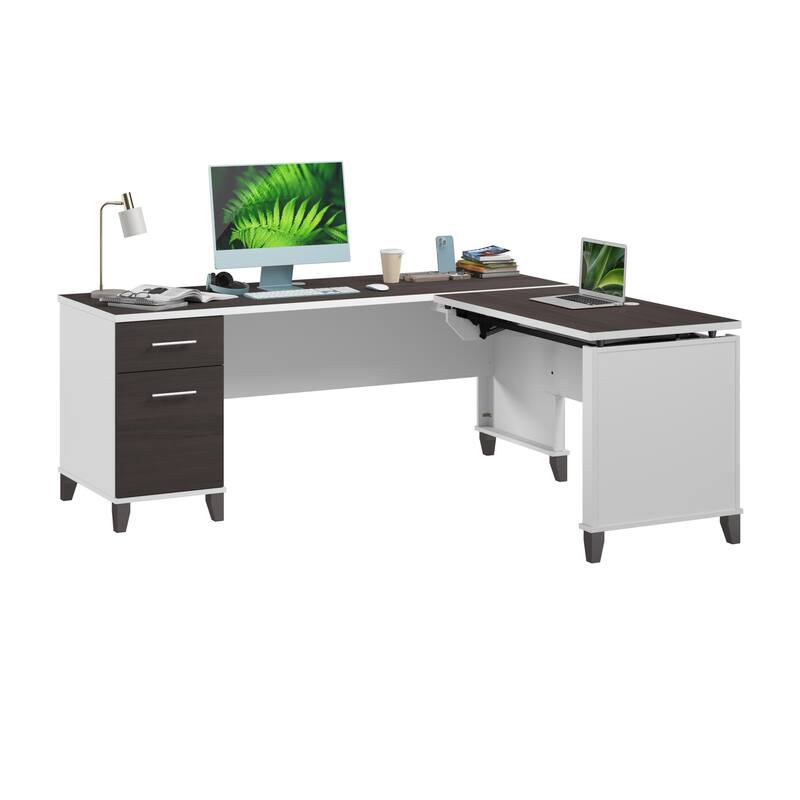 Somerset 72W 3 Position Sit to Stand L Shaped Desk by Bush Furniture - Storm Gray/White