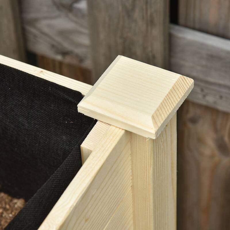 Elevated Wooden Planter Box Movable Garden Beds with Lockable Wheels Storage Shelf and Bed Liner for Backyard Patio