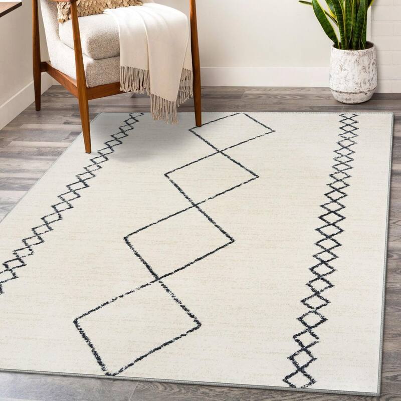 Luxe Weavers Boho Moroccan Geometric Area Rug - 9' x 12' - Cream