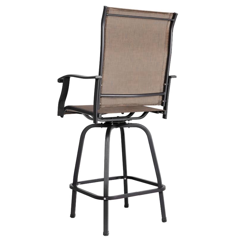 Outdoor 4 Pieces Patio Swivel Bar Stools, All-Weather Textilene, Brown