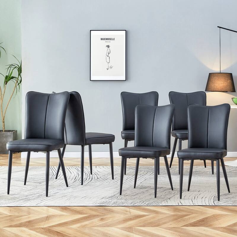 Dining Chair Set of 6/4/2, Modern Black PU Dining Chair - Set of 6
