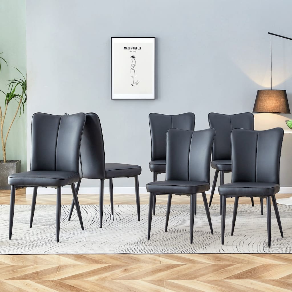 Dining Chair Set of 6/4/2, Modern Black PU Dining Chair