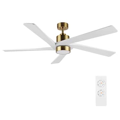 54 in. Gold Aero Blade Ceiling Fan with LED Light and Remote - 54"D x 54"W x 21"H