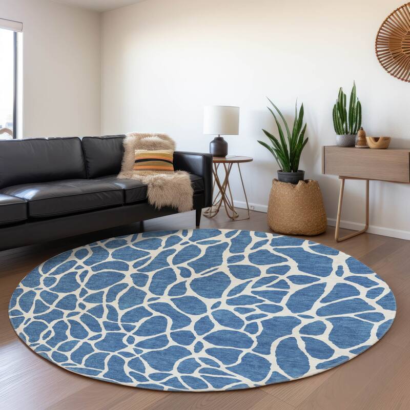 Premium Washable Super Soft Contemporary Ellie Mayfield Rug - Blue - 8' x 8'