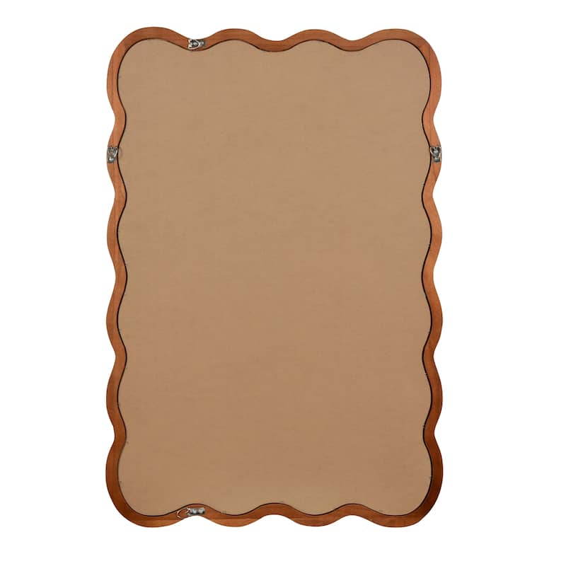 Wavy Rectangle Solid Wood Frame Decorative Mirror Modern Farmhouse Wall Mirror For Bedroom Bathroom Living Room Entryway