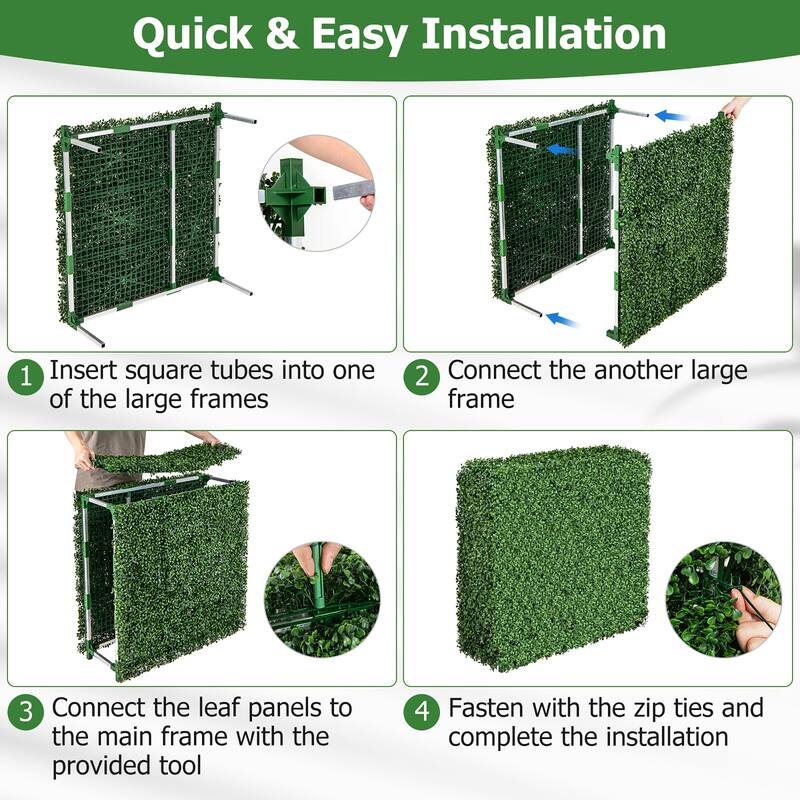 Gymax Artificial Plant Wall w/ Realistic PE Leaves Zip Ties